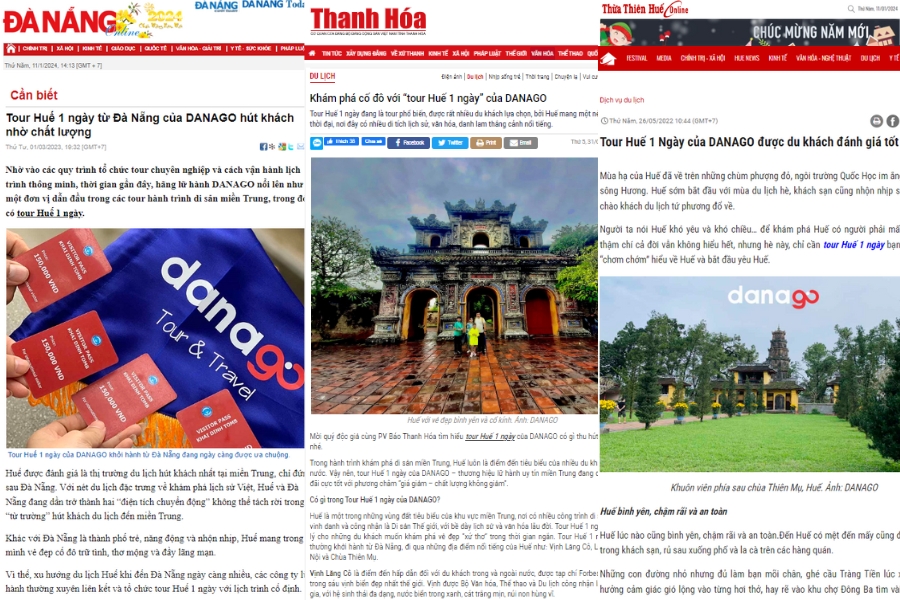 Báo chí đánh giá tour Huế chất lượng