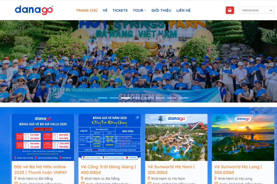 GIAO DIỆN WEBSITE ĐẶT VÉ BÀ NÀ HILLS ONLINE CỦA DANATICKET